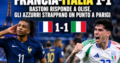 Francia-Italia 1-1: Bastoni risponde a Olise, gli Azzurri strappano un punto a Parigi