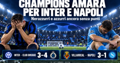 Champions amara per Inter e Napoli: sette gol a San Siro, azzurri battuti a Villarreal